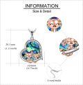 wholesale 925 Sterling Silver Abalone Shell Heart Pendant Necklace with Two Cute Axolotls - Love You Forever-0-3