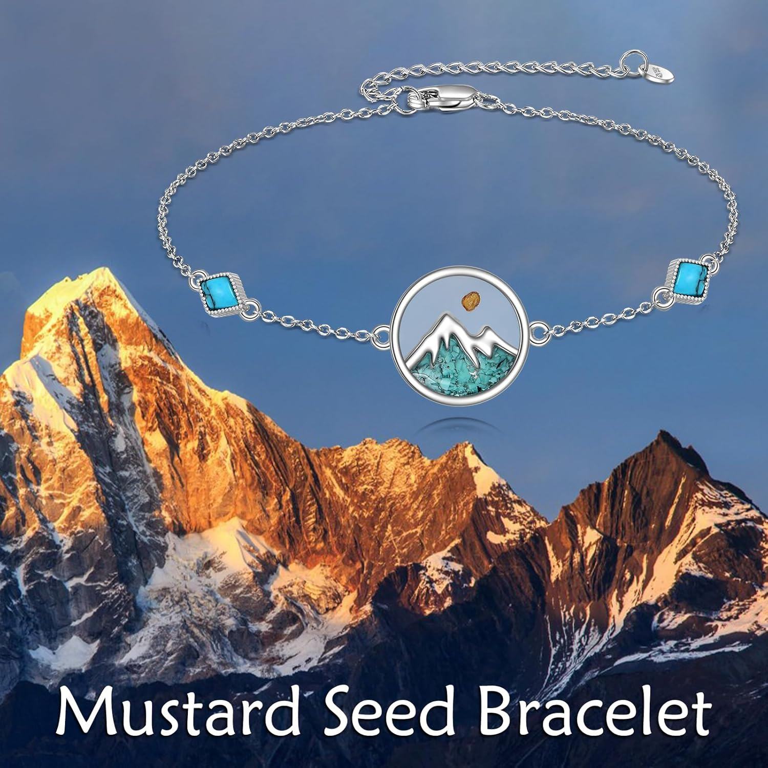 wholesale 925 Sterling Silver Turquoise Druzy Mountain Cross Bracelet - Christian Faith  for Mom-0-3