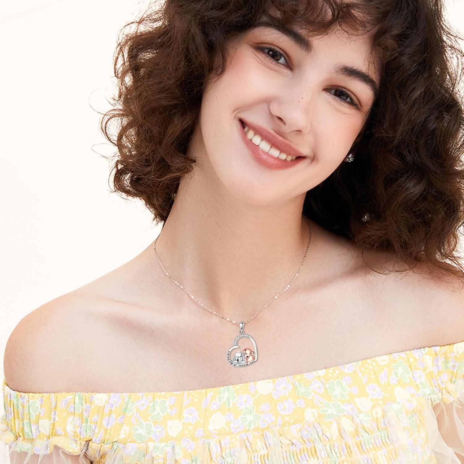 Sterling Silver Panda Necklace with Engraved Always in My Heart Mother Daughter Gift-0-3