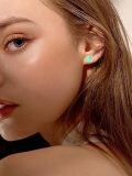 wholesale 925 Sterling Silver Round Blue Green Opal Stud Earrings for Women-0-2