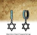 wholesale 925 Sterling Silver Turquoise Star of David Huggie Hoop Dangle Earrings-0-5