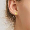 wholesale 925 Sterling Silver Yellow Crystal Fruit Stud Earrings 6mm Gold Plated-0-2