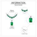 wholesale 925 Sterling Silver Platinum Plated Green Zircon Emerald Cut Drop Pendant Necklace For Women-0-4