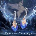 wholesale 925 Sterling Silver Unicorn Blue Crystal Heart Drop Earrings-0-4