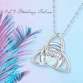 wholesale Sterling Silver & Opal Celtic Claddagh Trinity Knot Necklace - 20mm Pendant, 18+2 Chain, High Polish, 925 Stamped, Hypoallergenic Gift for Women-0-5