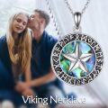 wholesale 925 Sterling Silver Abalone Shell Star Pendant Norse Runes Compass Necklace-0-4