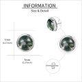 wholesale 925 Sterling Silver Moss Agate Stud Earrings Natural Heart/Round/Halo Gemstone -0-4