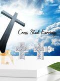 wholesale 925 Sterling Silver Cross Stud Earrings with Cubic Zirconia - Religious  for Her-0-5
