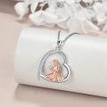 wholesale 925 Sterling Silver Heart Pendant with Dancing Girl Design - Elegant Fashion Jewelry for Women-0-3