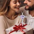 wholesale TOUPOP Alexandrite Cross Necklace For Women Sterling Silver June Birthstone Cross Pendant Necklace Heart Cross Christian Jewelry Birthday Christmas Gifts For Women Her -0-2
