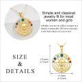 wholesale 14K Gold Rainbow Gemstone Triple Moon Goddess Pendant Necklace-0-1