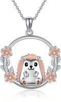 wholesale 925 Sterling Silver Hedgehog Flower Circle Pendant Necklace for Women Girls Gifts-0-0