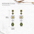 wholesale 925 Sterling Silver Green Cushion Cut Drop Earrings with Yellow and White Stones-0-2