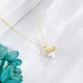 wholesale 14K Gold Pearl and Diamond Bow Tie Pendant Necklace for Women-0-4