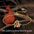 wholesale 14K Gold Cardinal Heart Charm Bracelet for Women Girls-0-4
