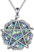 wholesale 925 Sterling Silver Abalone Shell Tree of Life Star Pendant Necklace-0-0