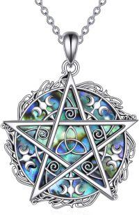 wholesale 925 Sterling Silver Abalone Shell Tree of Life Star Pendant Necklace-Pentagram Necklace