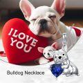 wholesale Metal Synthetic Stone French Bulldog Pendant Necklace for Women-0-4
