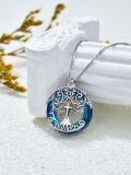 TOUPOP Sterling Silver White Gold Yellow Gold Blue Crystal Celtic Cross Pendant Necklace-0-4
