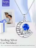 TOUPOP White Gold Plated S925 Sterling Silver Birthstone Cat Pendant Necklace-0-1