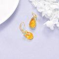 wholesale 925 Sterling Silver Yellow Gold Plated Teardrop Amber Butterfly Drop Earrings-0-3