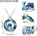 wholesale 925 Sterling Silver Blue Opal Sea Wave Turtle Shell Pendant Necklaces Ocean Animals Gifts for Women-0-4