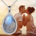 wholesale 925 Sterling Silver Teardrop Pendant Necklace with Opal Stone for Women s-0-28