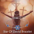 wholesale 925 Sterling Silver Blue Enamel Star of David Cross Charm Bracelet for Women Girls Gifts-0-3
