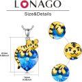 wholesale 925 Sterling Silver Blue Crystal Tiger Heart Pendant Necklace for Women-0-4