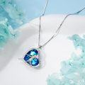 wholesale 925 Sterling Silver Blue Crystal Heart Baseball Player Pendant Necklace-0-4