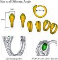 wholesale 925 Sterling Silver Snake Green Stone Hypoallergenic Hoop Earrings for Women and Girls-0-4