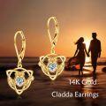 wholesale 10K Gold Celtic Knot Heart Shape CZ Drop Earrings for Women Irish Style-0-4