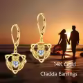 wholesale 10K Gold Celtic Knot Heart Shape CZ Drop Earrings Wholesale for Women Irish Style-0-4