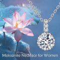 wholesale 14K White Gold Plated Sterling Silver Moissanite 1 2ct Lotus Necklace for Women-0-1