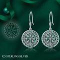 wholesale 925 Sterling Silver Viking Vegvisir Compass Rune Dangle Earrings for Men & Women - Norse Vintage Style Lucky Charm Jewelry Gift-0-2