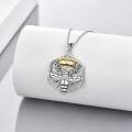 wholesale 925 Sterling Silver Honeycomb Bee with Crown Pendant Necklace for Women Gifts-0-3