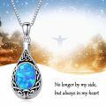 wholesale 925 Sterling Silver Cremation Urn Pendant Necklace Celtic Knot Blue Opal Teardrop Platinum Plated-0-11