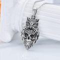 wholesale 925 Sterling Silver Skull Owl Pendant Necklace Gothic Jewelry for Men Women-0-1