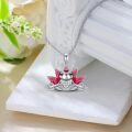 wholesale 925 Sterling Silver Red Rhodonite Fox Lotus Flower Pendant Necklace for Women Girls-0-3