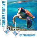 wholesale 925 Sterling Silver Blue Opal Sea Turtle Heart Leverback Dangle Earrings with Starfish and Wave Design - Ocean Beach s for Women & Sisters-0-4
