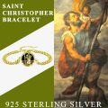 wholesale Gold 925 Sterling Silver Saint Christopher Protect Us Charm Bracelet with Chain 7-9 Adjustable Length for Men Women Boys Girls  Set Accessories-0-1