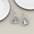 wholesale 925 Sterling Silver Monkey in Heart Drop Earrings - Cute Animal Charm Gift for Her-0-2