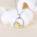 wholesale 925 Sterling Silver Love You Forever Heart Pendant Chicken Necklace for Women Girls-0-2