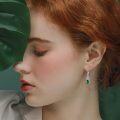 wholesale 925 Sterling Silver Green Teardrop Crystal Drop Dangle Hook Earrings s for Women Girls-0-4