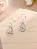 TOUPOP Sterling Silver Blue Zircon Drop Dangle Earrings Christmas Gifts-0-2