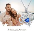 wholesale 925 Sterling Silver Blue Sapphire Heart Pendant Necklace for Women Mothers Day Gifts-0-1