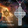 wholesale 925 Sterling Silver Celtic Knot Star of David Pendant with Abalone Shell Inlay and Chain-0-3