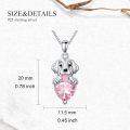 wholesale 925 Sterling Silver Pink Tourmaline Golden Retriever Dog Necklace, October Birthstone,  18+2 Chain, Gift for Women-0-5