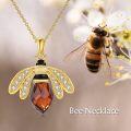 wholesale 925 Sterling Silver Honey Bee Crystal Pendant Necklace for Women - Gold Plated Chain-0-4