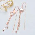 wholesale Rose Gold Plated 925 Sterling Silver Star Threader Earrings with Shiny Tassel Beads for Women Day to Night Gift-0-4